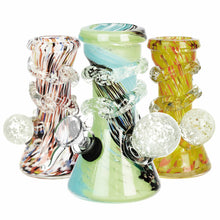 Load image into Gallery viewer, 6&quot; Stubby Beaker with Glow-in-the-Dark Marble &amp; UV Reactive Spiral (assorted colours)